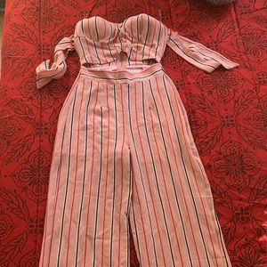 Strapless wide leg jumpsuit